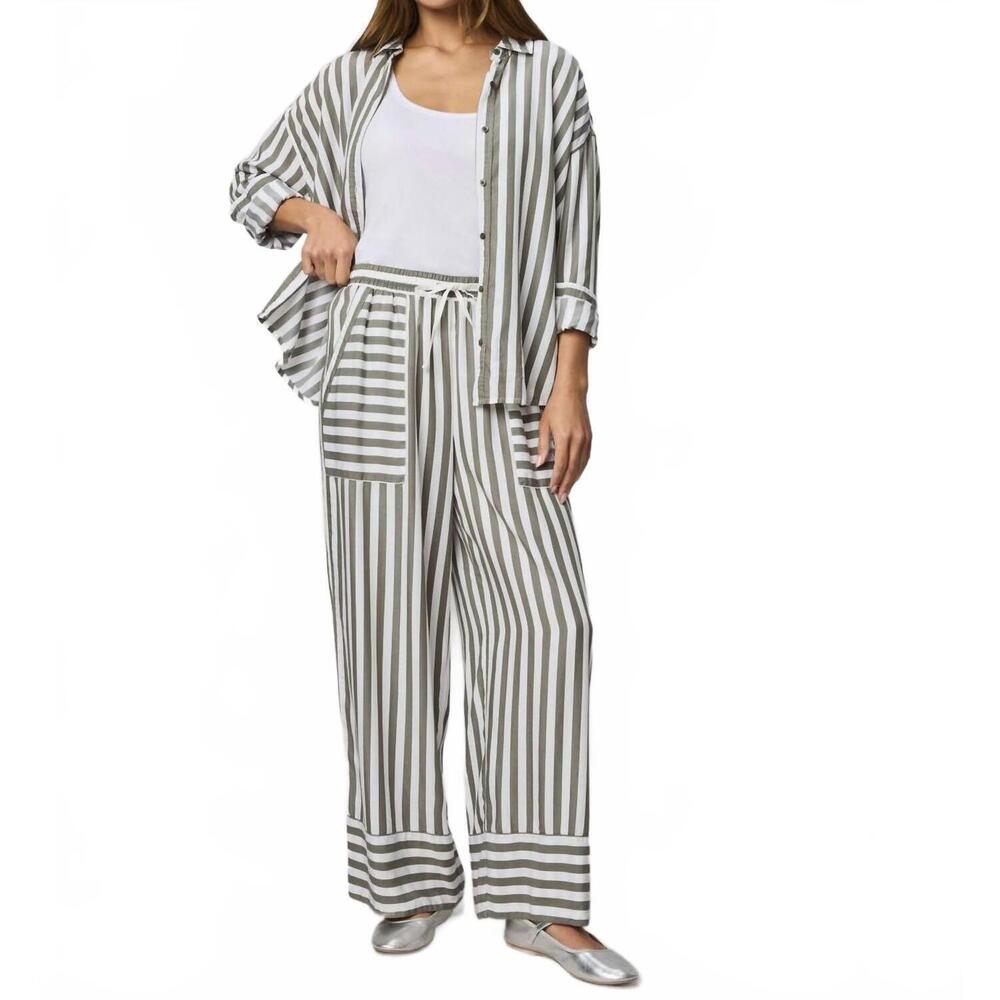NEW SPLENDID ella soft stripe pant in vintage olive branch
